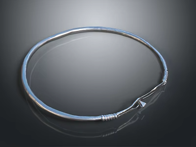 Sleek Silver Minimalist Necklace With Polished Finish And Secure Clasp Design 3d model