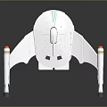 Detailed Futuristic White Cosmic Spaceship With Aerodynamic Structure And Twin Thrusters