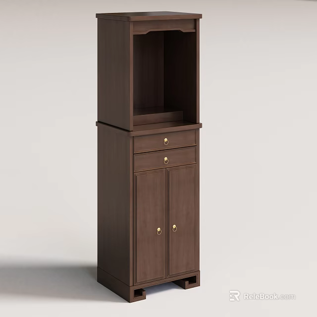 Elegant Traditional Wooden Buddhist Shrine Cabinet With Drawers Doors And Storage Shelves 3d model 