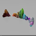 Colorful Crystal Structures In Curved Arrangement With Vibrant Hues And Glossy Reflections