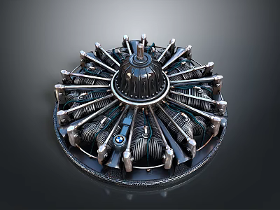 Intricate Metallic Mechanical Device With Circular Central Structure And Surrounding Radial Vanes 3d model