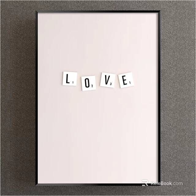 White LOVE Letters Arranged On Light Background With Dark Frame 3d model 