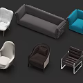 Modern Sofa Set With Various Chairs Different Colors And Contemporary Design 3d model