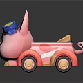 Pink Pig Shaped Childrens Furniture With Blue Goggles And Red Yellow Wheels