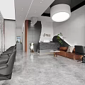 Modern Beauty Hair Salon Interior With Brown Sofa Green Plants And Lighting Fixtures