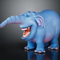 Cute Blue Elephant Doll With Smiling Face Open Mouth and Playful Design
