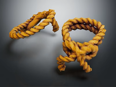 Handmade Yellow Brown Twisted Rope Knots With Decorative Loop Design 3d model