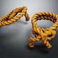 Handmade Yellow Brown Twisted Rope Knots With Decorative Loop Design 3d model