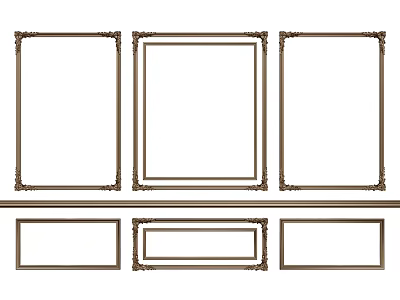 Elegant Decorative Lines Frame Design With Various Shapes And Ornamental Edges 3d model