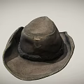 Black Leather Western Style Hat with Braided Band Classic Crown and Curved Brim