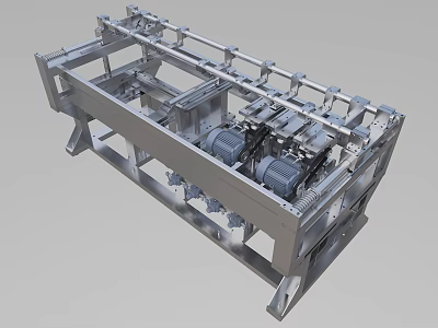 Robust Industrial Equipment Metal Frame Structure Featuring Mechanical Components And Motors 3d model