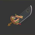 Creative Knife Weapon Design With Sharp Blade Orange Handle Noodles Tomato And Vegetables 3d model