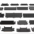 Traditional Chinese Roof Components With Various Tile Styles And Architectural Structures 3d model