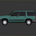 Turquoise Vintage SUV Exterior With Shiny Body And Reflective Surface On Dark Background