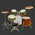 Orange Wood Grain Drum Set With White Drumheads Cymbals And Drumsticks