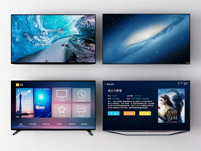 Smart TV With High Definition Display Showing Various Entertainment Content Like Movies And Nature Scenery 3d model