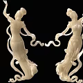Elegant Classical Female Figurine Set With Flowing Ribbons And White Jade Finish