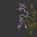 Colorful Curved Molecular Chains in Various Colors Form Complex Scientific Structure Model