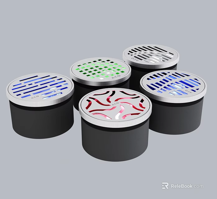 Bathroom Accessories Stylish Drain Covers With Various Decorative Patterns And Colors 3d model 