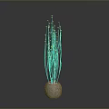 Tall Slender Decorative Plant With Pink Buds In Textured Gray Vase For Modern Interior