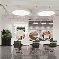 Modern Hair Salon Interior Design With Styling Chairs Mirrors And Cabinets