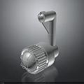 White Industrial Mechanical Component With Curved Pipe And Mesh Cover 3d model