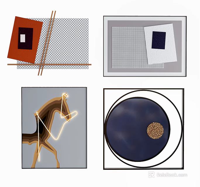 Modern Wall Decor With Geometric Shapes Abstract Designs And Colorful Elements 3d model 