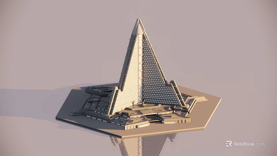 Detailed Pyramid Architectural Model Featuring Hexagonal Base And Modern Intricate Design 3d model