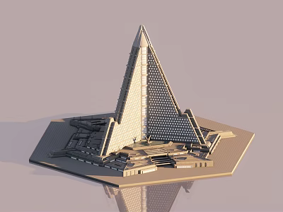 Detailed Pyramid Architectural Model Featuring Hexagonal Base And Modern Intricate Design 3d model