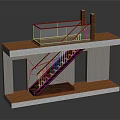 Modern Staircase Design With Wooden Steps Glass Railing And Brick Walls