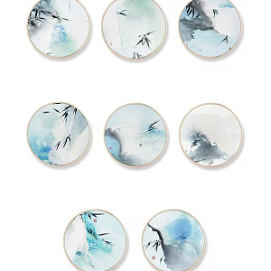 New Chinese Style Round Frame Painting Hanging Painting 3d model
