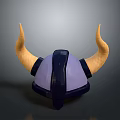 Viking Helmet Design With Purple Dome And Yellow Curved Horns