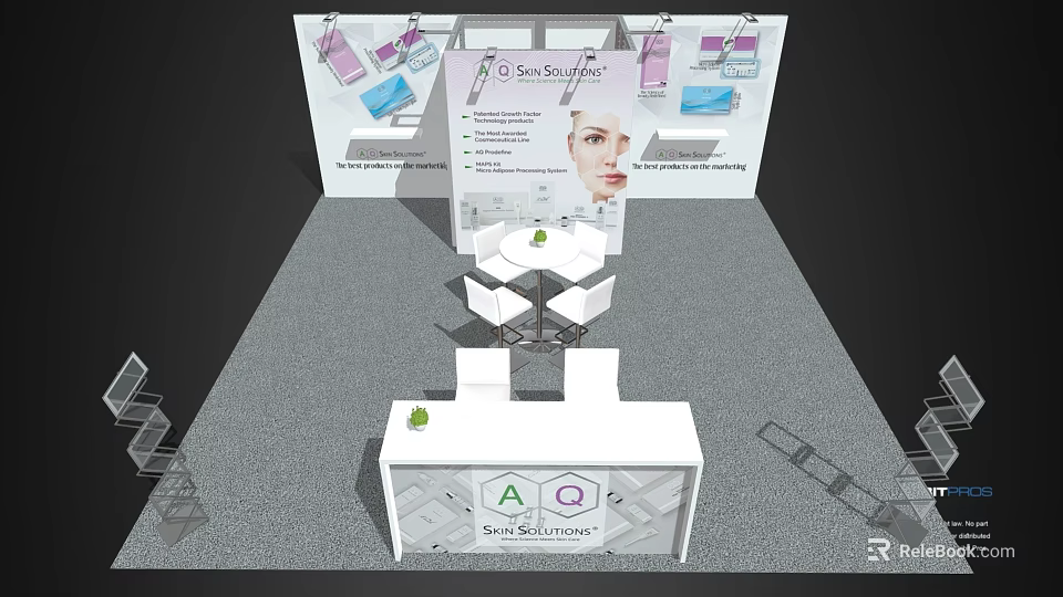 AD Skin Solutions Modern Exhibition Booth With Skin Care Products Display Setup 3d model 