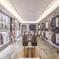 Modern Clothing Store Interior With Hanging Apparel Display Racks Central Table And Large Windows