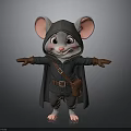 Cute 3D Model Mouse With Hooded Cloak And Brown Satchel Big Ears