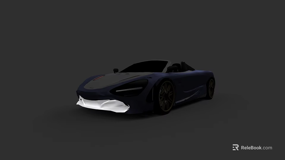 Dark Blue Convertible Sports Car With Sleek Design And Black Wheels 3d model 