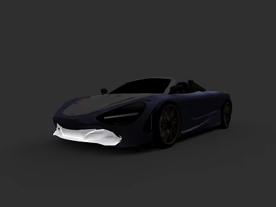 Dark Blue Convertible Sports Car With Sleek Design And Black Wheels 3d model