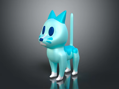 Cute Blue Cartoon Cat Character Design For Game And Movie Roles 3d model