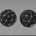 Black Spheres With Geometric Grid Lines And Shiny Reflective Surfaces