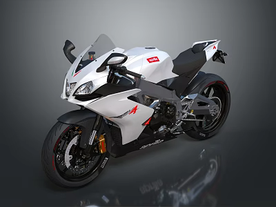 White Sport Motorcycle With Sleek Aerodynamic Design Black Accents And Red Details 3d model