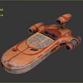 Orange Futuristic Spacecraft With Transparent Cockpit And Multiple Engines