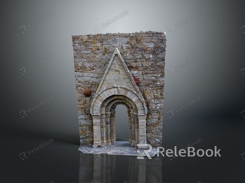 Gate House Stone Gate House Gate Post Stone Gate Post Ruin Gate Post Arch Stone Post Outdoor Articles Realistic model