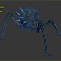 Game Movie Character Menacing Fantasy Creature With Many Legs Blue Spiked Back And Glowing Eyes