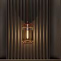 Contemporary Slim Vertical Striped Wall Lamp With Warm Glow And Gold Trim
