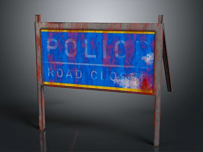 Rusty Road Sign Displaying Polio Road Close Text With Worn Out Edges 3d model