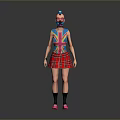 Kids Colorful Outfit With Rainbow Pattern T Shirt Red Plaid Skirt and Pink Shoes