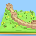 Cartoon Great Wall 3D Model With Low Poly Design Green Trees And Watchtowers