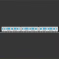 3D Model of White Train With Blue Windows on Black Background and Reflection