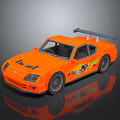 Orange Racing Car Model with Rear Wing and Body Graphics