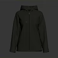 Black Hooded Jacket With Full Zipper And Comfortable Casual Design 3d model
